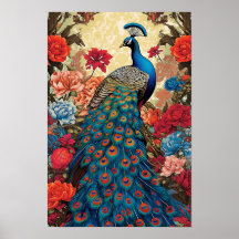Poster Peacock Wall, Illustration d'art dynamique