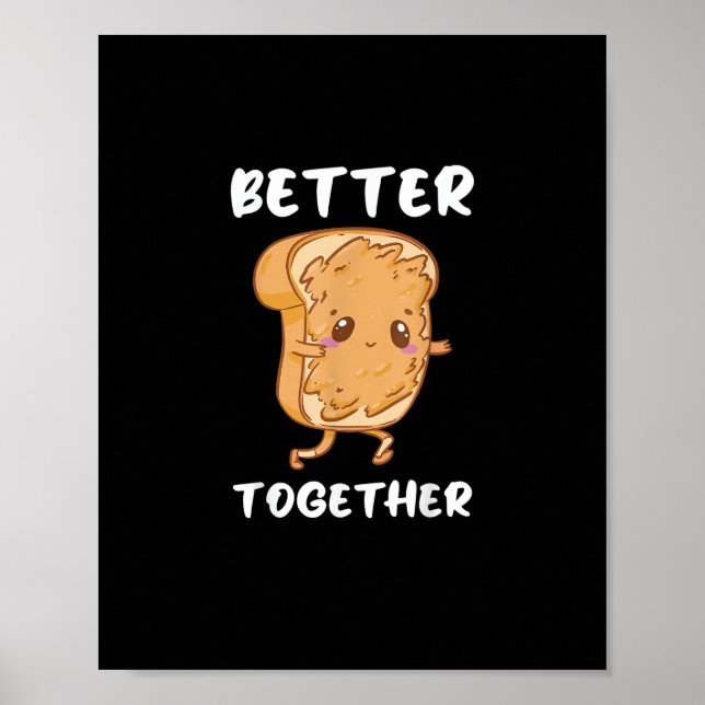 Poster Peanut Butter Jelly Cute Couple Better Together De (Devant)