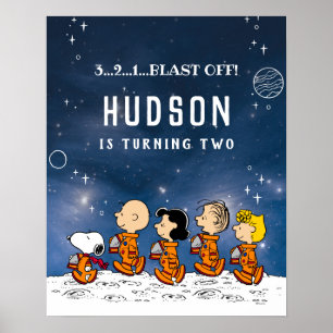 Poster Peanuts Anniversaire Spatial