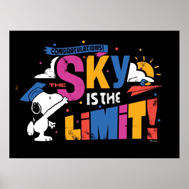 Poster Peanuts Snoopy Sky Is The Limit Graduation (Devant)