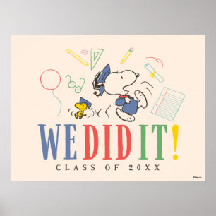 Poster Peanuts Snoopy Woodstock Nous l'avons fait Casquet