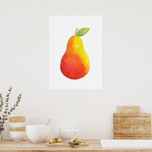 Poster Pear aquarelle