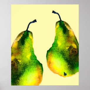 Poster Pear art cute watercolor fruit