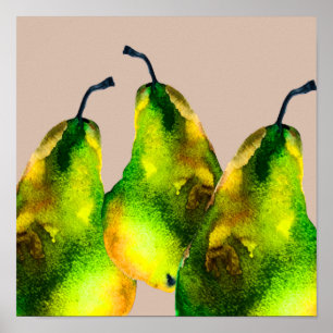 Poster Pear art mignon aquarelle fruit