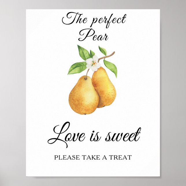 Poster Pear bridal shower Love is sweet take a treat (Devant)