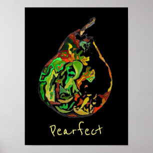 Poster Pear fruit slogan pop art aquarelle