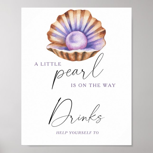 Poster Pearl baby shower - Drinks (Devant)
