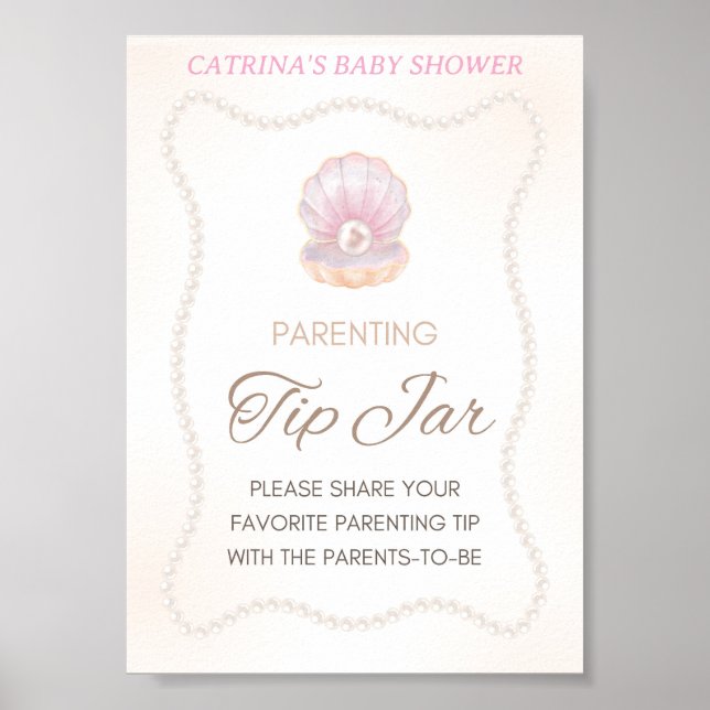 Poster Pearl Baby Shower Game Sign (Devant)