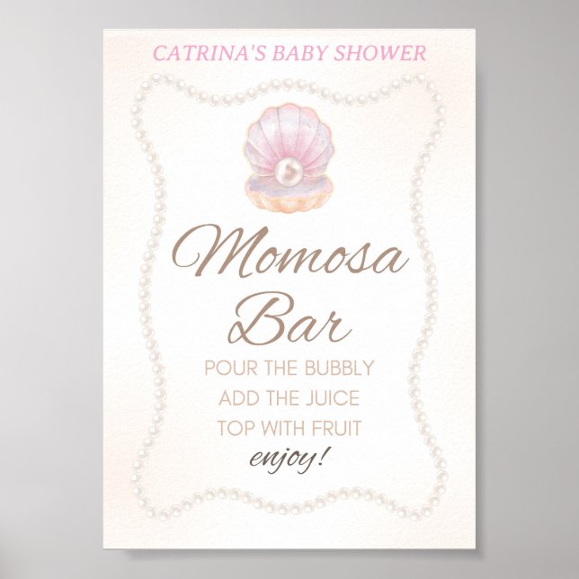 Poster Pearl Baby Shower Game Sign (Devant)