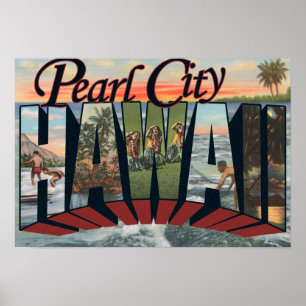 Poster Pearl City, Hawaii - Scènes de grandes lettres