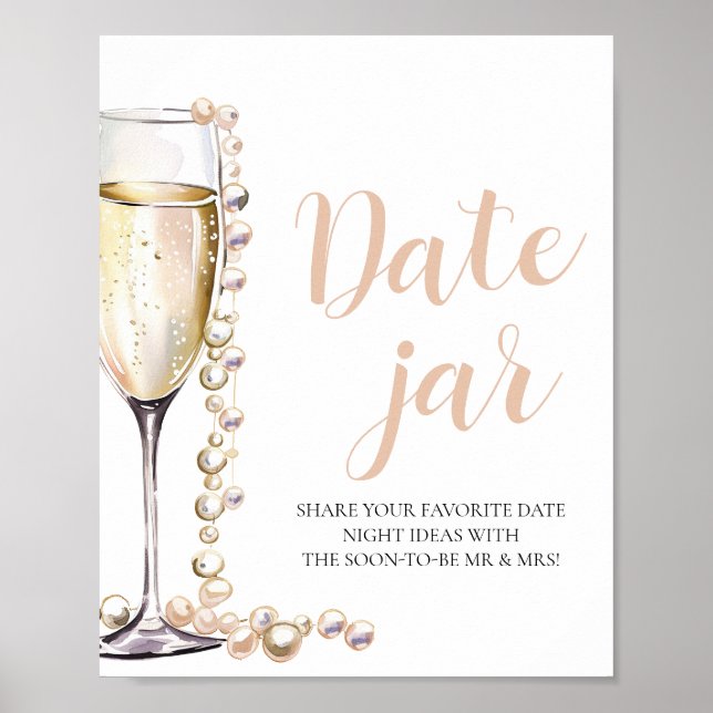 Poster Pearl et Prosecco Date Nuit Idées Date Jar (Devant)