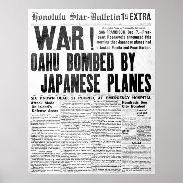 Poster Pearl Harbor Attack Journal (Devant)