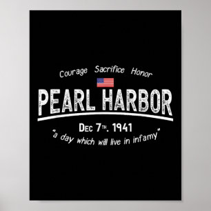 Poster Pearl Harbor Memorial Day Hawaii Usa Flag