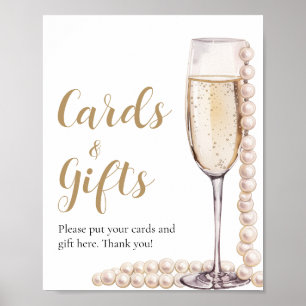 Poster Pearles d'or et Prosecco Champagne Cartes et cadea