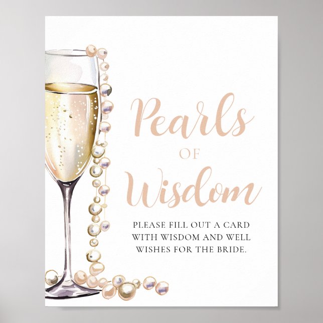 Poster Pearles & Prosecco Champagne Pearles de sagesse (Devant)