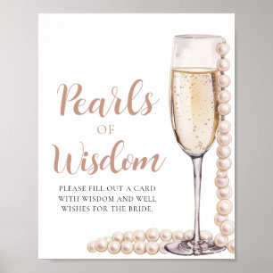 Poster Pearles & Prosecco Champagne Pearles de sagesse