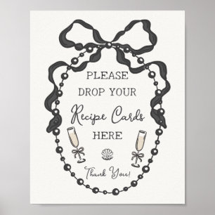 Poster Pearls & Prosecco Black Coquette Bow Partager Rece