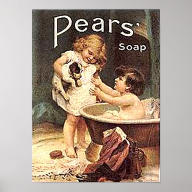 Poster Pears Soap Kids Washing Chien (Devant)