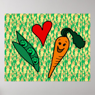 Poster Peas Lots Carottes, Vert et Orange Design