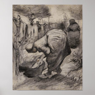 Poster Peasant Women, Washtub & Laundry Van Gogh Fine Art