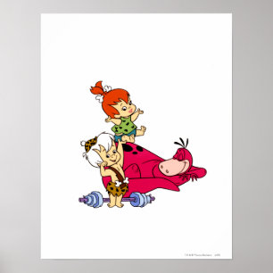 Poster PEBBLES™ et Bam Bam et Dino Playtime