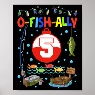 Poster Pêche 5 ans 5e anniversaire Boy Anniversaire Party