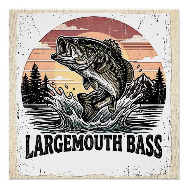 Poster Pêche à la basse rétro (Devant)