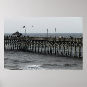 Poster Pêche à la jetée - Oak Island, NC