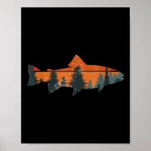 Poster Pêche à la mouche de truite Nature Cadeau de pêche