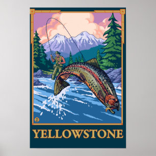 Poster Pêche à la mouche - Parc national de Yellowstone
