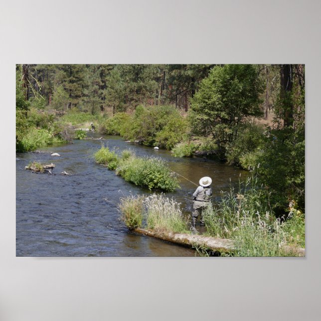 Poster Pêche à la mouche sur la rivière Metolius, Oregon (Devant)