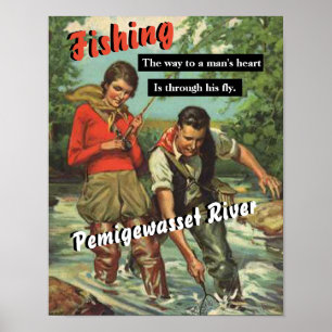Poster Pêche à la mouche sur la rivière Pemigewasset Vint