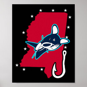 Poster Pêche à la pêche Mississippi Drapeau Pêche bâton T