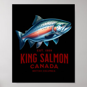 Poster Pêche à la rivière King Salmon en Colombie-Britann