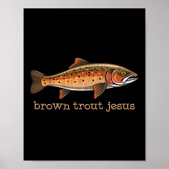 Poster Pêche à la truite Brown Pêcheur de poisson Humour  (Devant)