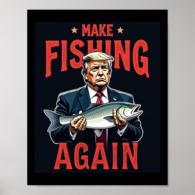 Poster Pêche à la truite Funny Trump Catch Poisson (Devant)