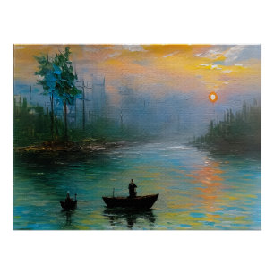 Poster Pêche à l'aube
