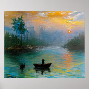 Poster Pêche à l'aube