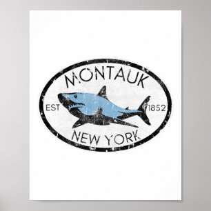 Poster Pêche à Montauk New York Requin Poisson Plage Bate