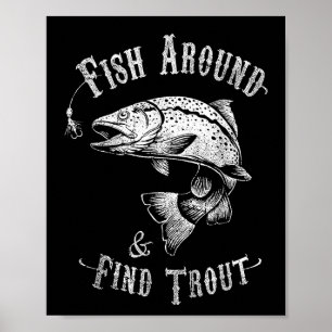 Poster Pêche amusante Poisson autour de Trouver truite