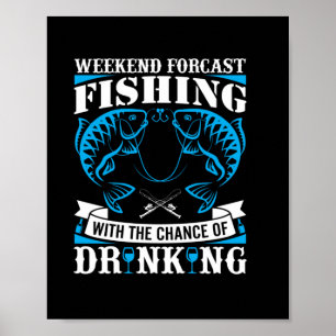 Poster Pêche Art Week-End Pêche Et Boisson