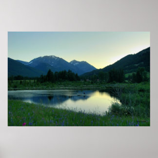 Poster Pêche au coucher du soleil