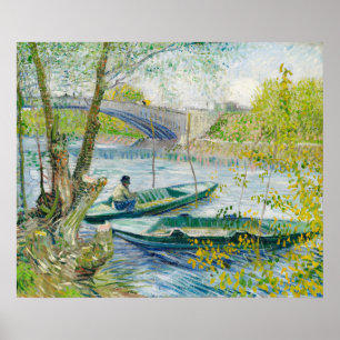 Poster Pêche au printemps, Pont de Clichy par Van Gogh