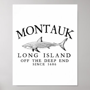 Poster Pêche au requin Montauk Li hors du fond Vintage
