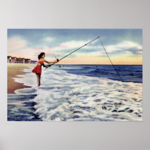 Poster Pêche au surfcasting de la Caroline du Nord de