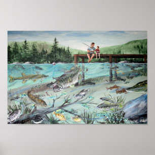 Poster Pêche avec le papa