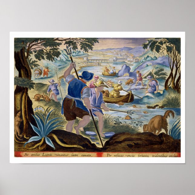 Poster Pêche avec Tridents, assiette 90 de 'Venationes F (Devant)