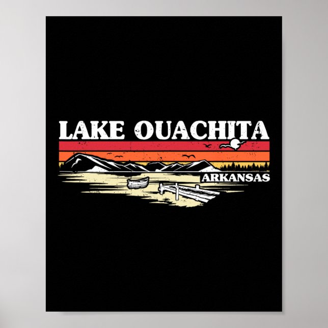 Poster Pêche Bateau Camping Lac Vacation Lac Ouachit (Devant)