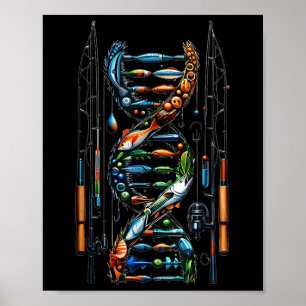Poster Pêche C'est Dans Mon Adn B Poisson Pêcheur Hommes