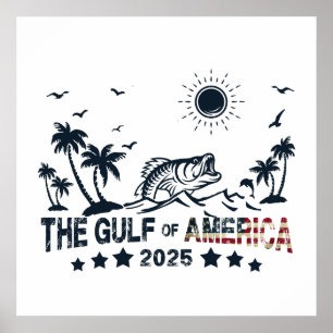 Poster Pêche dans le golfe d'Amérique drapeau patriotique